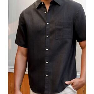 NWT! Alex Crane Men's Ola Regular Fit Linen Shirt Black MEDIUM
